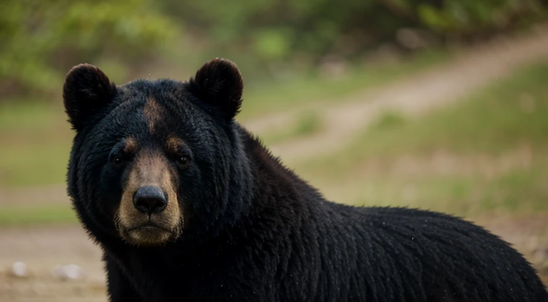 Andean Bear face looking straight ahead