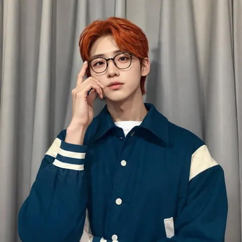 Hyunjun hur actor y idol boy de kpop mas realismo en el cabello y ropa. orange hair 