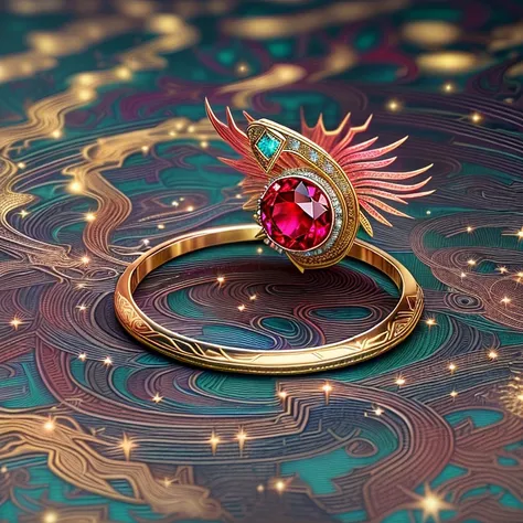 The masterpiece is of the highest quality, featuring nothing but the ring. It features a Phoenix ring setting, starry skies, and wrapping around the end from beginning to end. This delicate gold ring is adorned with Starry Sky in its ring, with its shiny a...