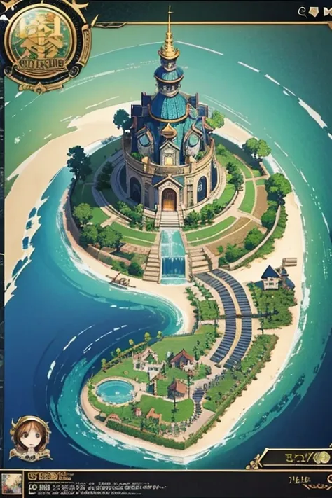 fantasy world, estilo isekai de anime, zona de comercio en la playa, estilo pixel art