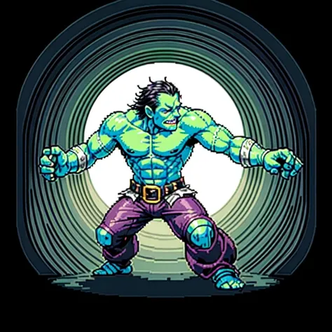 (masterpiece, top quality, best quality), pixel,pixel art,1man,frankenstein monster,black suit,blackhair,punch power,full body, 
 