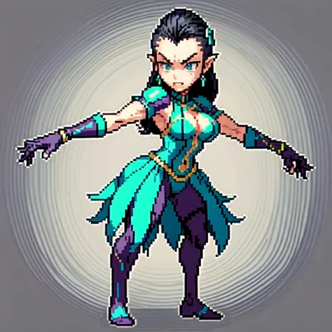 (masterpiece, top quality, best quality), pixel,pixel art,1women,frankenstein monster,blackhair,punch power,full body, 
 