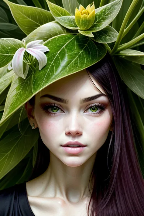 (best quality,4k,8k,highres,masterpiece:1.2),ultra-detailed,(realistic,photorealistic,photo-realistic:1.37), plant woman, very l...