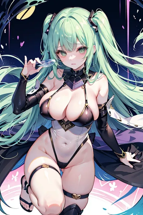 28-year-old female、Bust size: K cup、High leg leotard、High leg cut、Seduce with a provocative look、Long Hair、Side up arrangement、Bikini Armor、Idol、Benten、