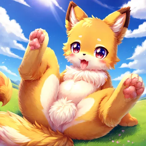 "(furry) ((kemono)) 　　wild　non-anthology　　　　nude　playing together　lift your legs,　　spread your legs　baby face　please point your ...