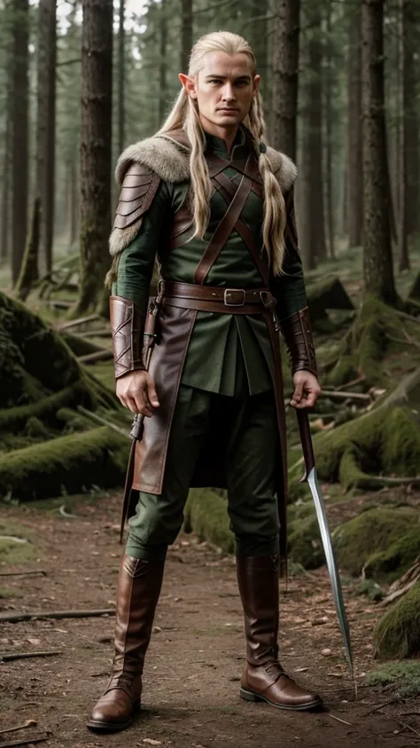 create a legolas style elf, Full Body, real photo, real image, Ultra realistic, ultra definition, cinematic light, cinematic, ultra cinematic, 12k, 