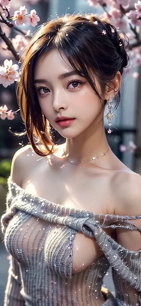 (((Masterpiece:1.4, best quality:1.4, 8k,))), Ultra high resolution, Physical rendering, Portrait, Very beautiful and sexy girl, 24 yo, Big, detailed eyes., Fine thin eyebrows, Highlights in the eyes, Short, messy dark brown bob hair., smooth, Highly detai...