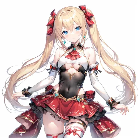 anime girl with long blonde hair and red dress, cute anime waifu in a nice dress, from the azur lane video game, blonde anime gi...