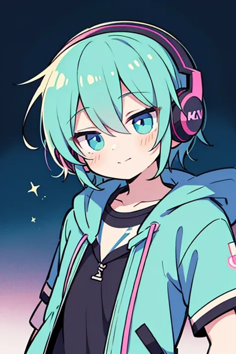 anime boy with headphones,nightcore, anime, [[[[grinning evily]]]], 2 d anime style, anime boy, lofi artstyle, mikudayo, anime vibes, lofi portrait, inspired by Bian Shoumin, high quality anime artstyle, anime artstyle, anime style 4 k			