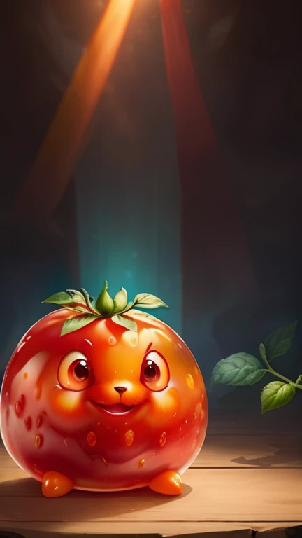 Foodpets Very cute and attractive anthropomorphic jelly tomatoes, Red and orange gradient, Looking at the audience, Macro, Movie Lighting, Fantasy Art, Dynamic Synthesis, epic realistic, Award-winning illustrations