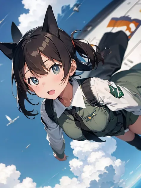 {(1girl free_fall from 10000m above the ground), (out of focus background:1.4)}, {1girl, beasts_ears}, (strike witches:1.2)}