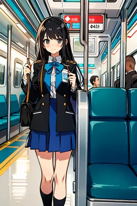 girl、one person、high school girl、uniform、on the train