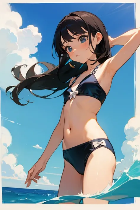 masterpiece、Highest quality、Ocean、cute、Belly button、Swimwear、girl、Young Girl