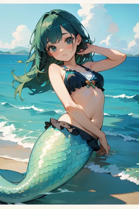 masterpiece、Highest quality、Ocean、cute、Belly button、Swimwear、girl、mermaid