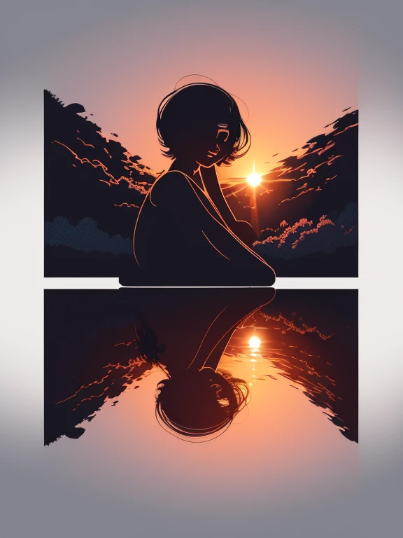 digital drawing, 4k, vector, Sunset