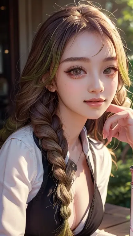 1 girl,more details in eyes,cute,looking at viewer, adorabel girl,cute face,details sky,pretty,young,juvenile,((masterpiece:1.4,best quality)),multiple details,colorful hair,eyeshadow,, sfw,   