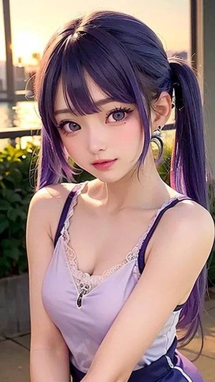 Small face、 (alone:1.5,)Very detailed,Bright colors, Very beautiful detailed anime faces and eyes, Look straight ahead, Shiny_skin,girl, (((Rainbow Hair, Colorful Hair, Half purple、half blue hair: 1.2))), 、Shiny hair, Delicate beautiful face, blush、Glasses...