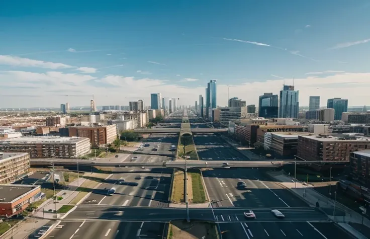 landscape image of CITY with huge buildings and roads