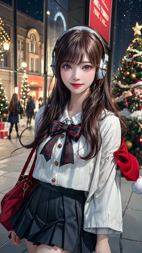 (Two Girls:1.4), very cute, Great face and eyes、Beautiful lovely smile), (Very detailed美しい顔), bright shining lips, (Headphones、, Pleated skirt:1.3), (highest quality:1.4), (super high quality), (Very detailed), (Surreal, Photorealistic:1.37), Real skin tex...