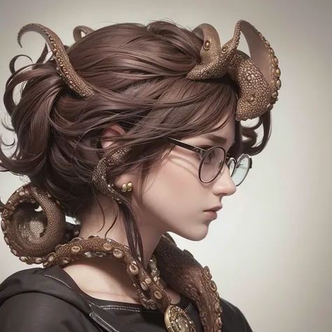 Octopus Woman, Octopus Head, profile, Octopus Hair, Octopus Glasses