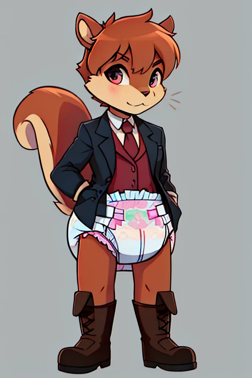 boy, squirrel, furry, bodyfur, blazer, diaper, gloves, boots