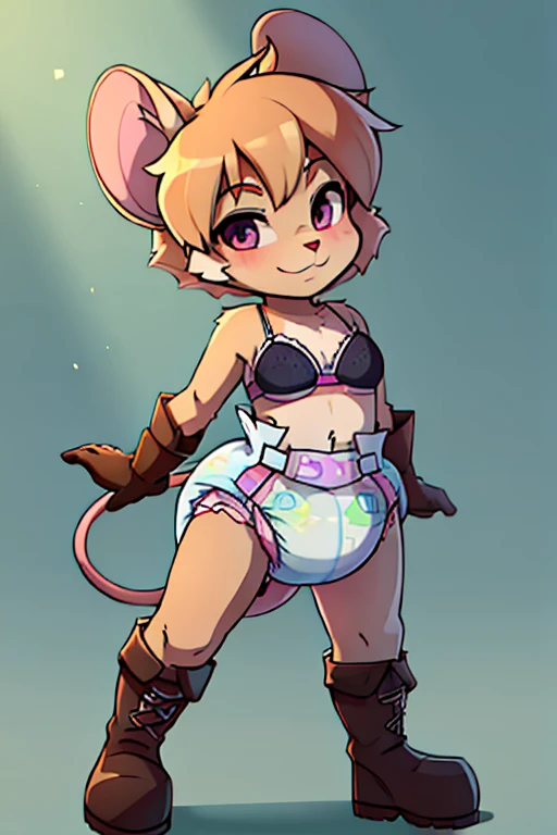 boy, mouse, furry, bodyfur, bra, diaper, gloves, boots