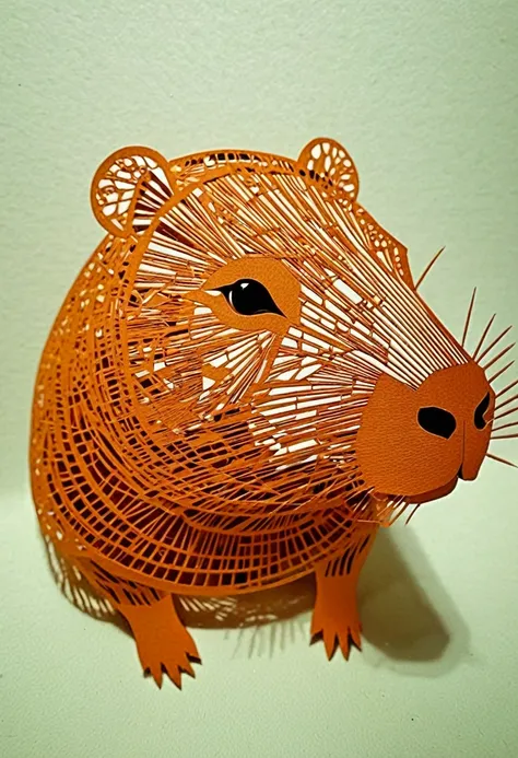 PaperCuttings art, a cute Capybara, (masterpiece, best quality, Professional, perfect composition, very aesthetic, absurdres, ultra-detailed, intricate details:1.3)