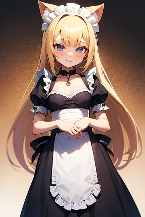 sexy, maid, neko, necklace,, cute , blonde,