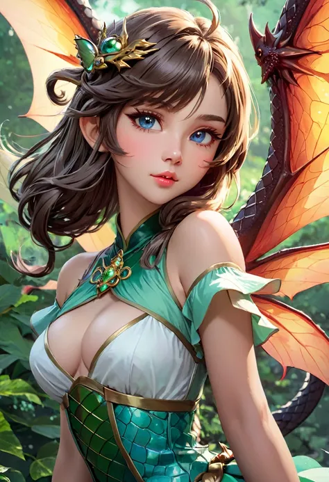 Vintage anime girl with dragon wings, fantasy art style, extremely detailed artgerm, detailed digital anime art, anime fantasy illustration, beautiful character painting, anime in fantasy style, fantasy style art, anime fantasy artwork, artgerm on artstati...