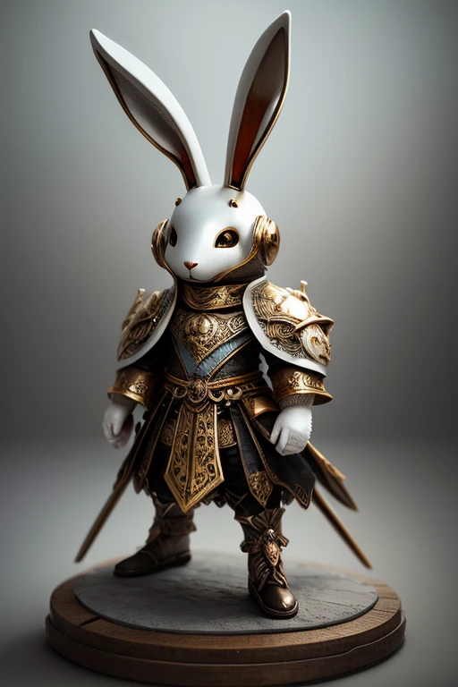 white rabbit,lots of metal,wool,bronze,stylization,composition,hyperdetalization