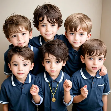 5 cute jew children boys, focus on face