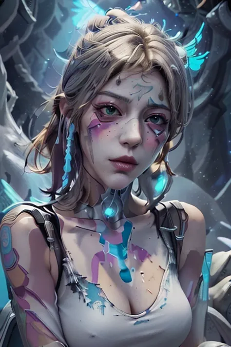 (((Borderlands 3))), (((closeup))), (((urban city environment))), (((diffuse colors))), (((rgb))), (((ultra detailed illustration of a diffuse hallucinatory woman water spirit creature))), (((complex 3d projections of ghostly translucent fabric and glowing...