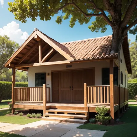 Casa de campo, cabin type, con la frase we do all linda of yard jobs