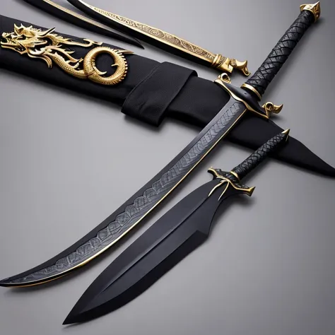 dragon handled black long sword