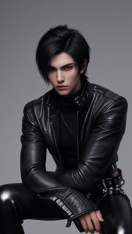 final fantasy-style graphics, young, cute and cool japanese boys, thin eyebrows and big eyes,  he is wearing a shiny white singl...