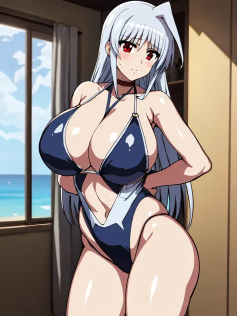 masterpiece,top-quality,reinforce eins,heroine of magical girl lyrical nanoha,1girl,solo,silver hair,long hair, outside splash hair,red eyes,beauty, very huge breasts,narrow waist,bust size is 120cm over,crying,sexy,soaked,seductive anime girl, oppai, biom...