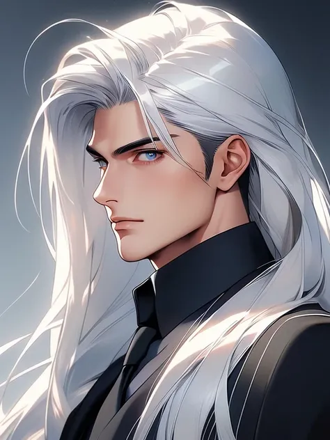 (masterpiece), (best quality), (over-detailed), man, masterpiece, white man, man, white guy, best quality, over-detailed, guy, man, detailed eyes, ((detailed face)), (long straight platinum hair), (very long straight platinum hair), blue eyes, business sui...