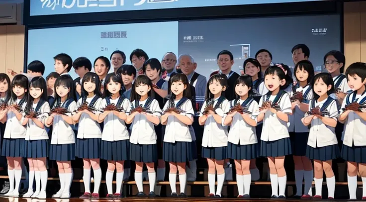 Elementary school students singing、School