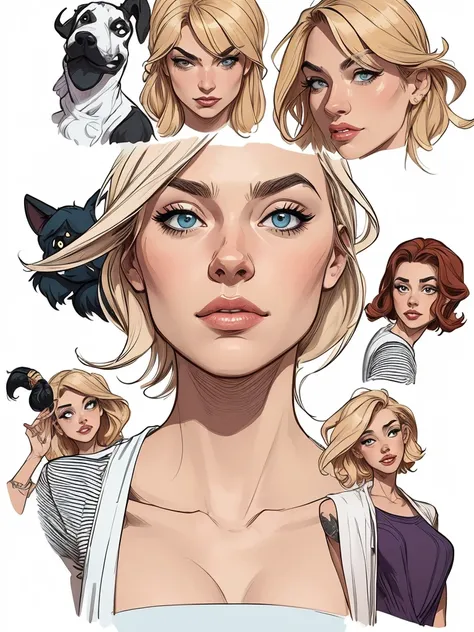 Personagem Yvonne Strahovski omagem de desenho animado de uma mulher .cartoon style illustration, estilo de arte dos desenhos animados, estilo de arte dos desenhos animados, digital illustration style, design de personagens altamente detalhado, arte digita...