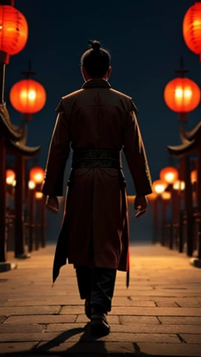 A man from ancient China walks alone