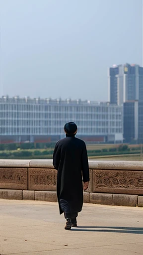 A man from ancient China walks alone