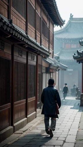 A man from ancient China walks alone