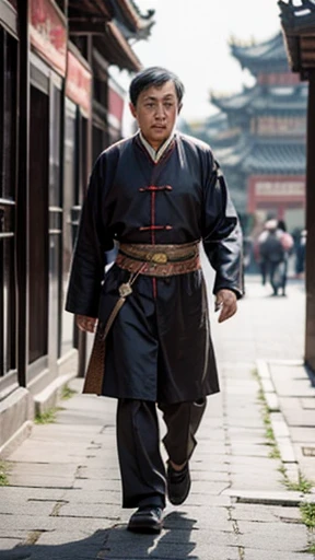 A man from ancient China walks alone