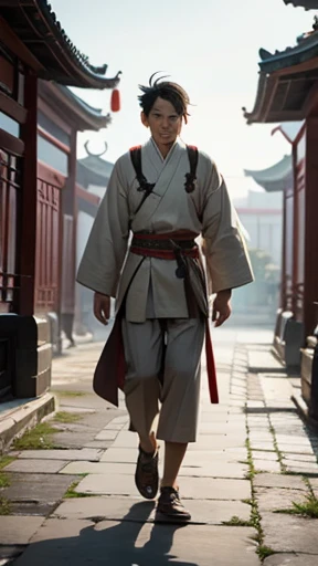 A man from ancient China walks alone