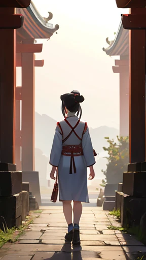 ancient chinese girl walking alone