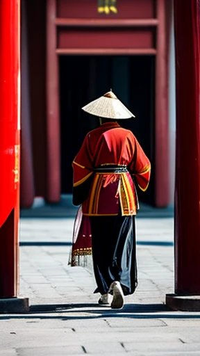 Ancient Chinese woman walking alone