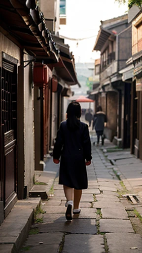 Ancient Chinese woman walking alone