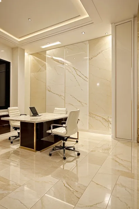 well-known luxury lawfirm office room. well design office room with cream colour wall and marble floor. the room contain well furnish features