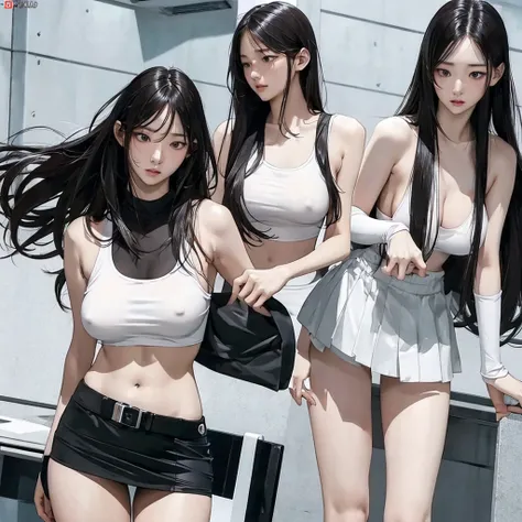 masterpiece, best quality,(realistic:1.4), long hair,sexy, realistic 피부질감, realistic 피부,Clear face, perfect face, naked ,NSFW, big bust, big tits, tights, tank top, spandex miniskirt, F cup 가슴,F cup, nipple