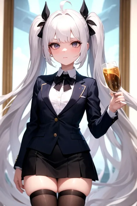 (masterpiece), (high quality), (small breasts),

prestigious  with an air of defiance, often altering it slightly to showcase her unique style. The uniforms navy blue blazer clashes subtly with her choice of a black dress shirt, while the traditional white...